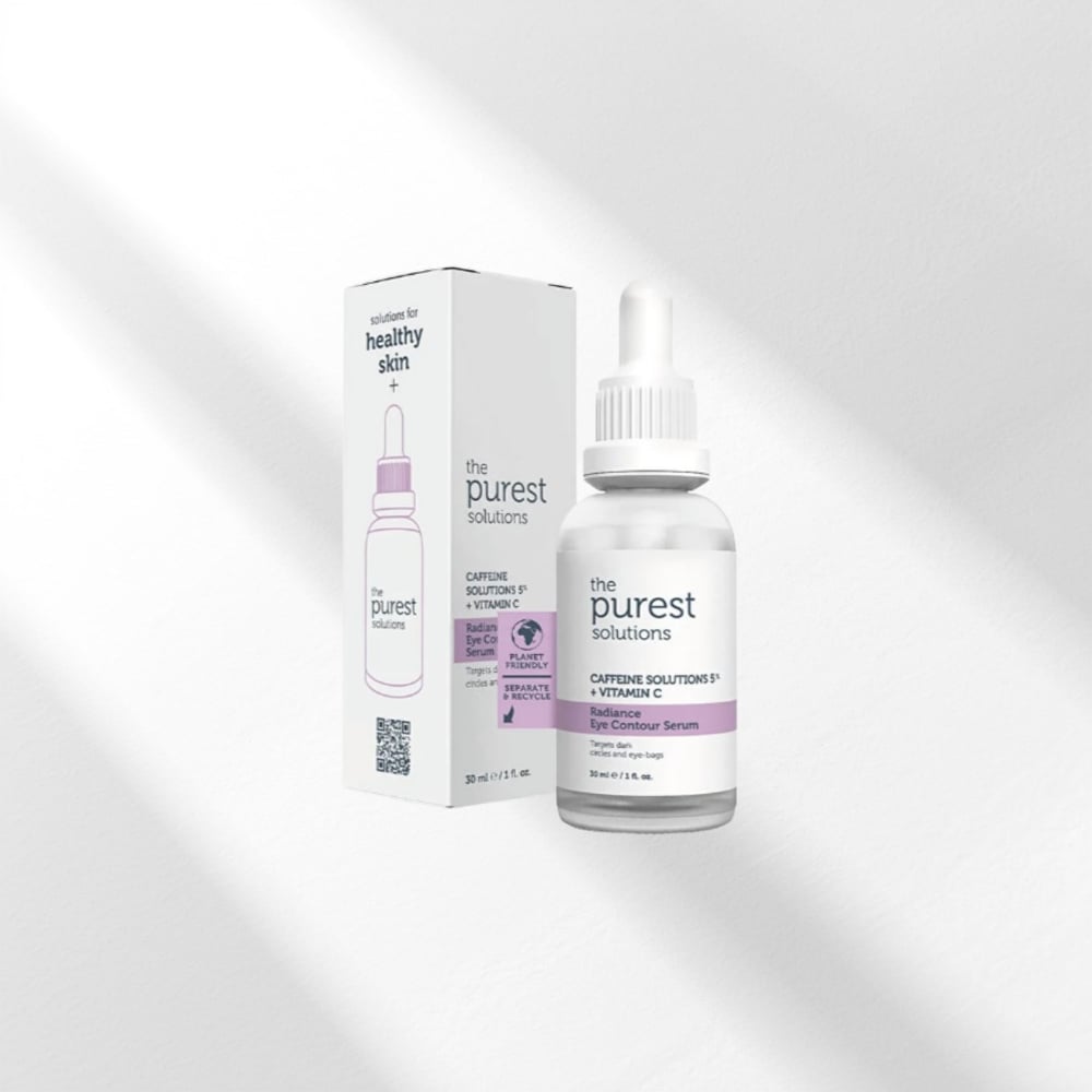 The Purest Solutions, Torbalanma ve Morluk Karşıtı, Aydınlatıcı Kafein Göz Altı Serumu 30 ml (Caffeine 5% + Vitamin C)