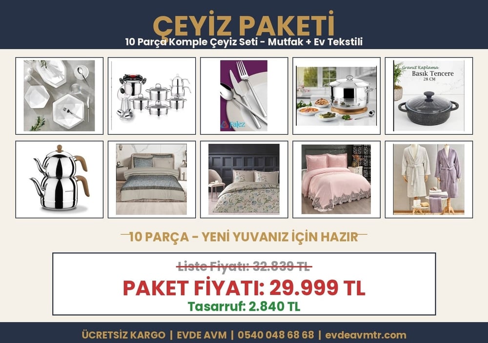 EVDE AVM ÇEYİZ PAKETİ - MUTFAK & EV TEKSTİLİ