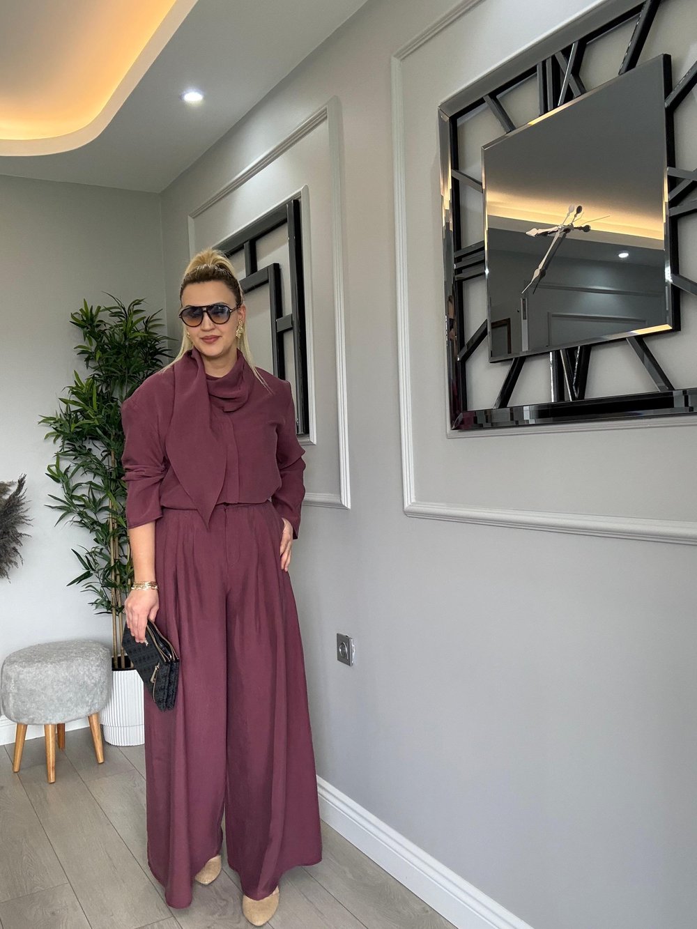 ORJİNAL MODEL PREMİUM TENSEL GÖMLEK & PANTOLON TAKIM MÜRDÜM 