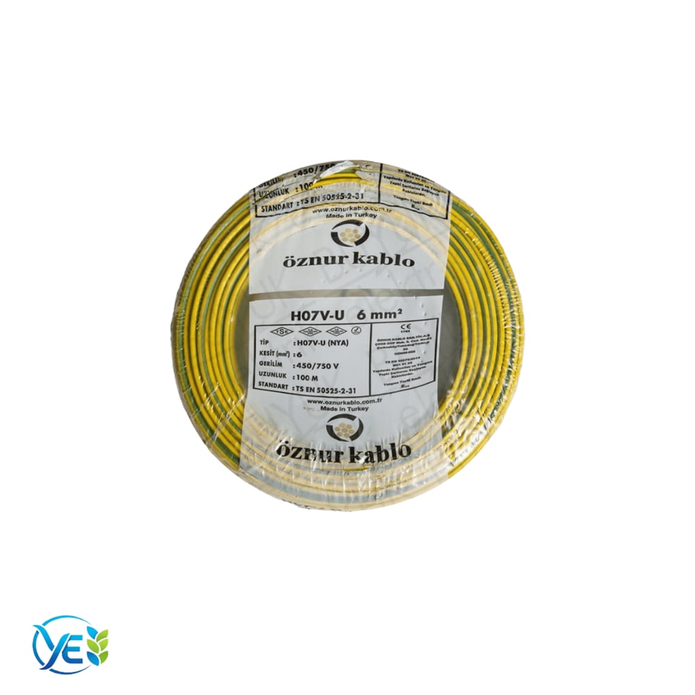 ÖZNUR 6 MM NYA KABLO 100 M SARI YEŞİL