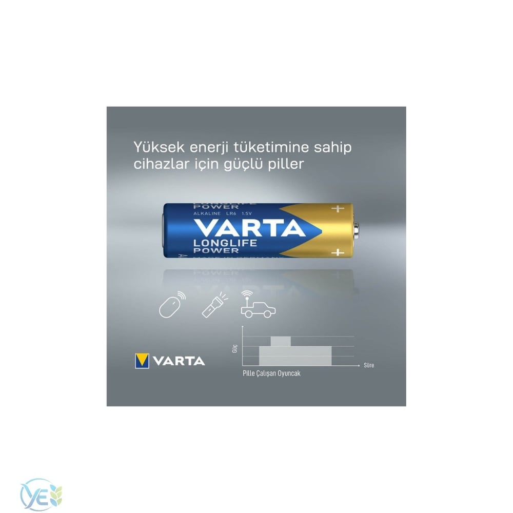 VARTA Longlife Power AA 2'li Tek Kullanımlık Alkalin Kalem Pil