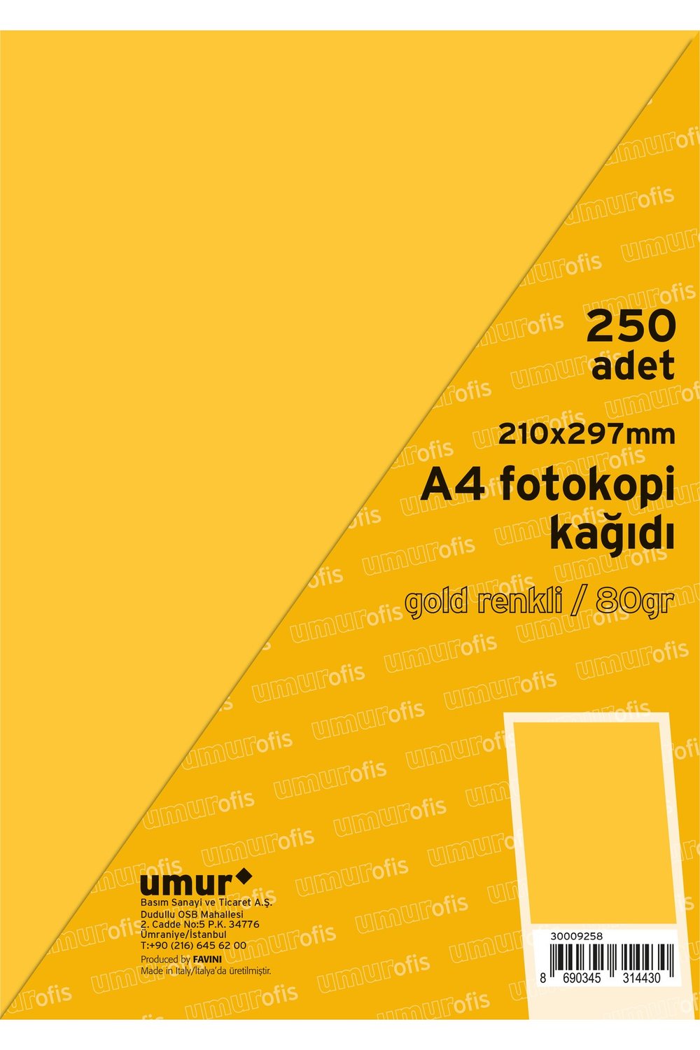 250 Lİ A4 RENKLİ FOTOKOPİ KAĞIDI GOLD 200