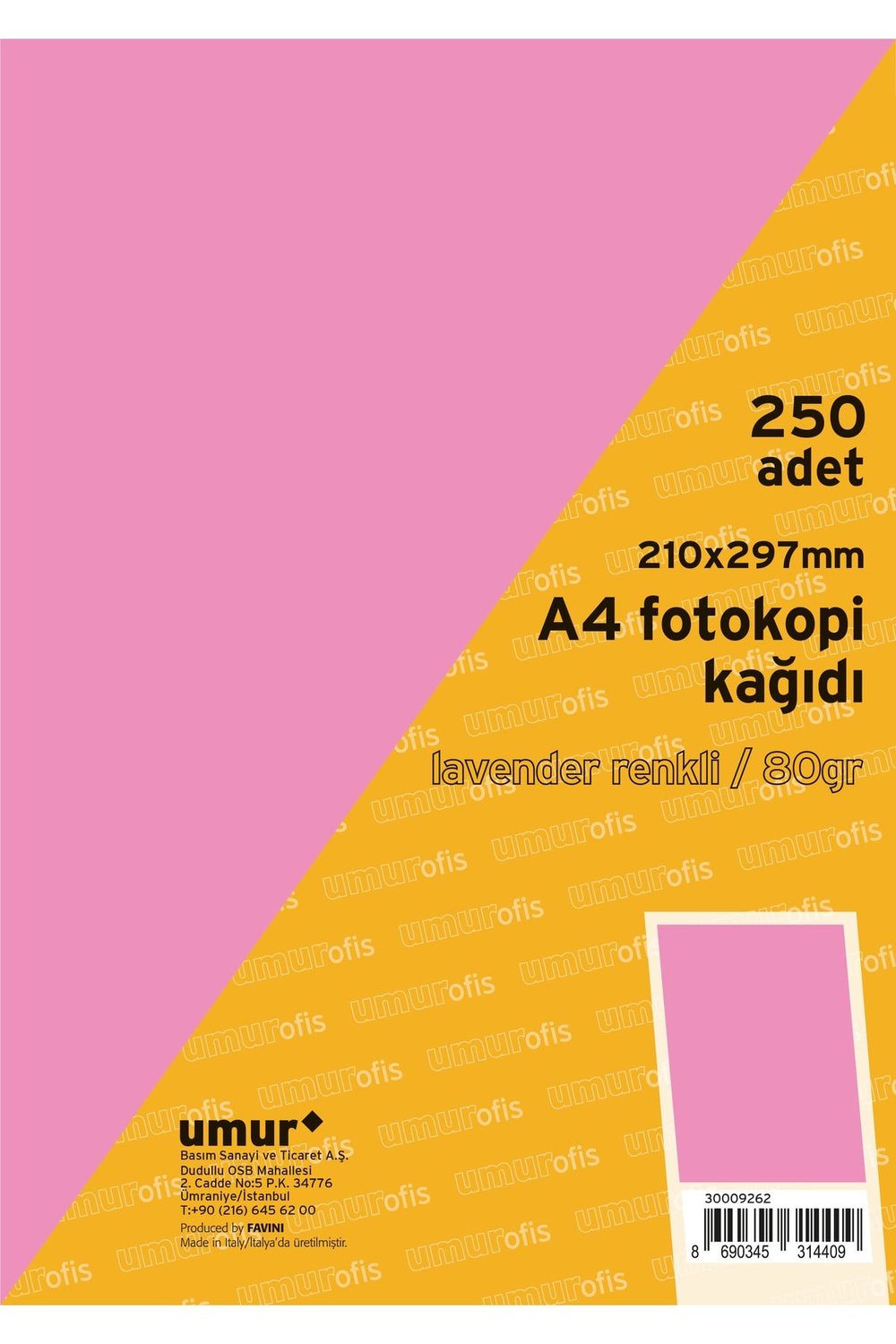 250 Lİ A4 RENKLİ FOTOKOPİ KAĞIDI LAVENDER 185