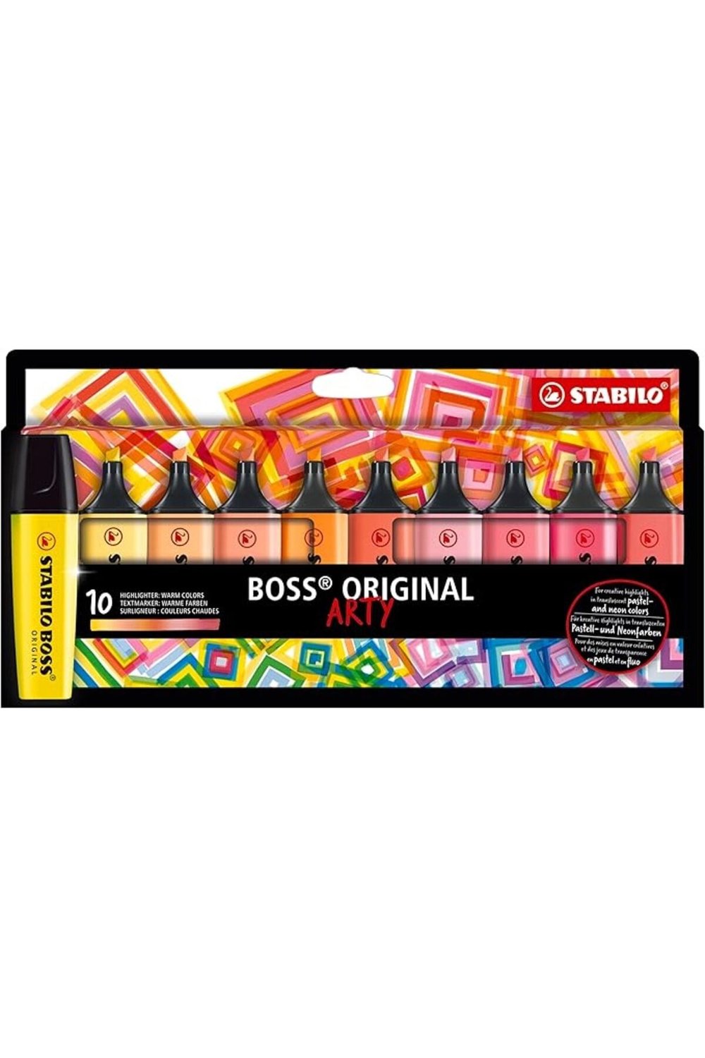 BOSS ORIGINAL ARTY - Fosforlu Kalem 10'lu Paket - Sıcak Renkler