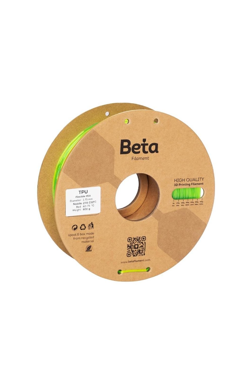 Beta TPU 95A Filament Transparent Green (Şeffaf Yeşil)