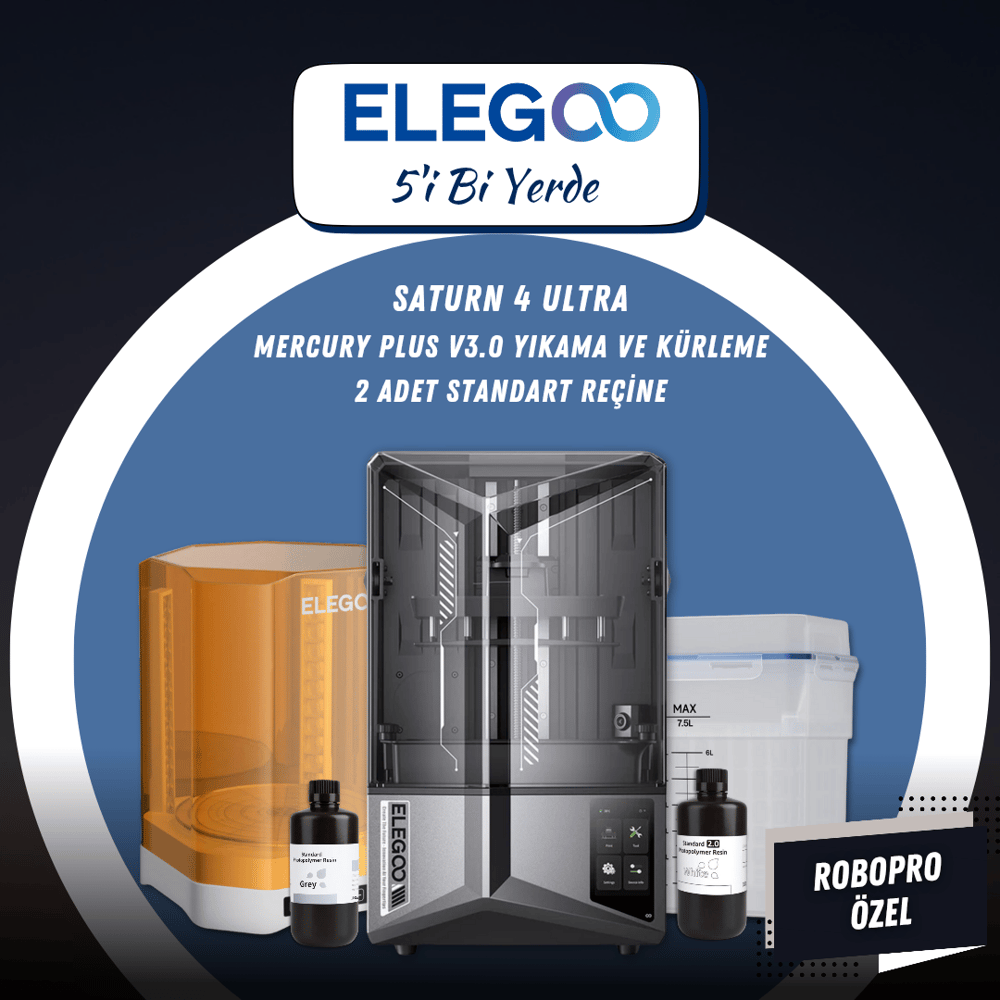 Elegoo Saturn 4 Ultra 12K & Elegoo Mercury Plus V3.0 Yıkama ve Kürleme Makinesi & Elegoo Standart Fotopolimer Reçine