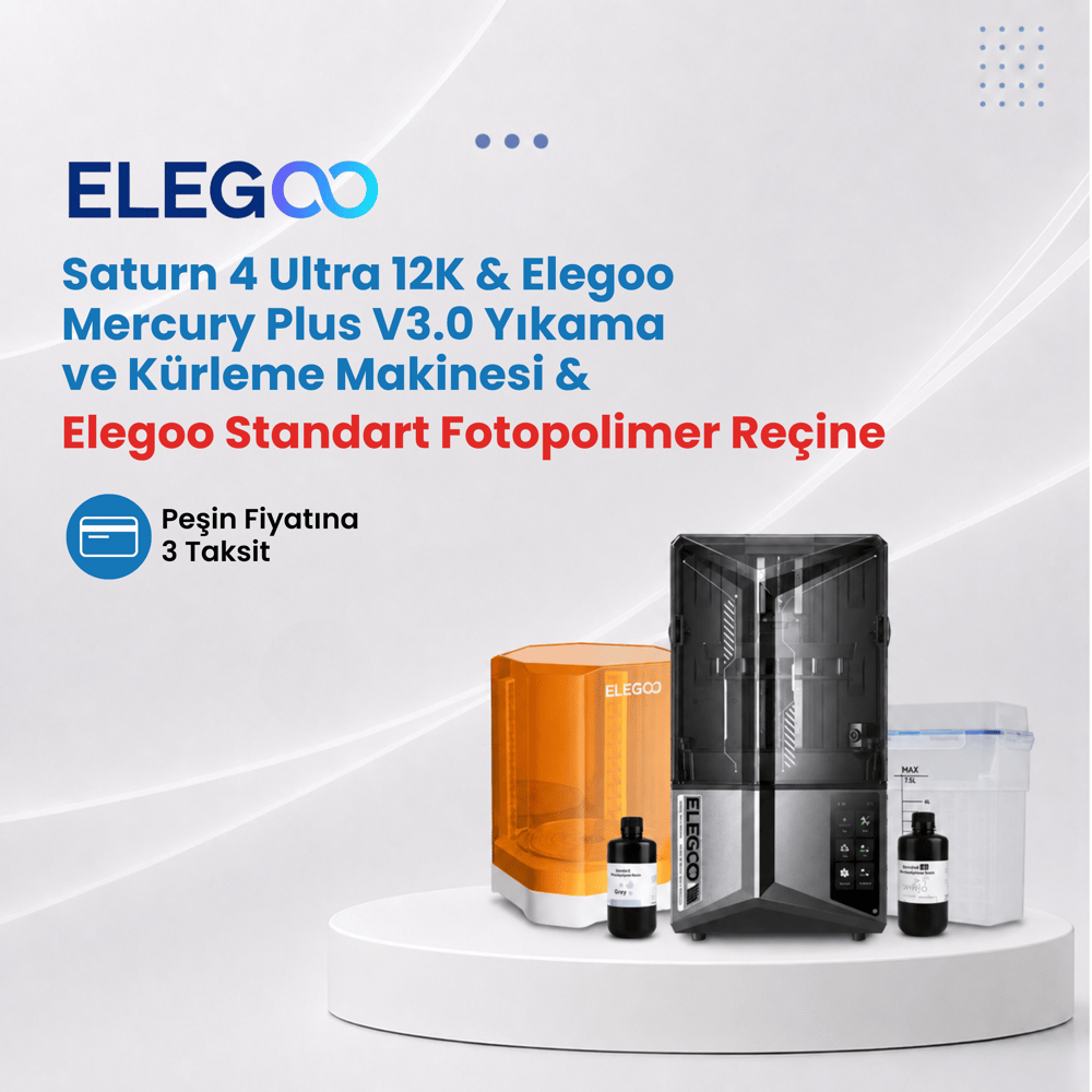 Elegoo Saturn 4 Ultra 12K & Elegoo Mercury Plus V3.0 Yıkama ve Kürleme Makinesi & Elegoo Standart Fotopolimer Reçine