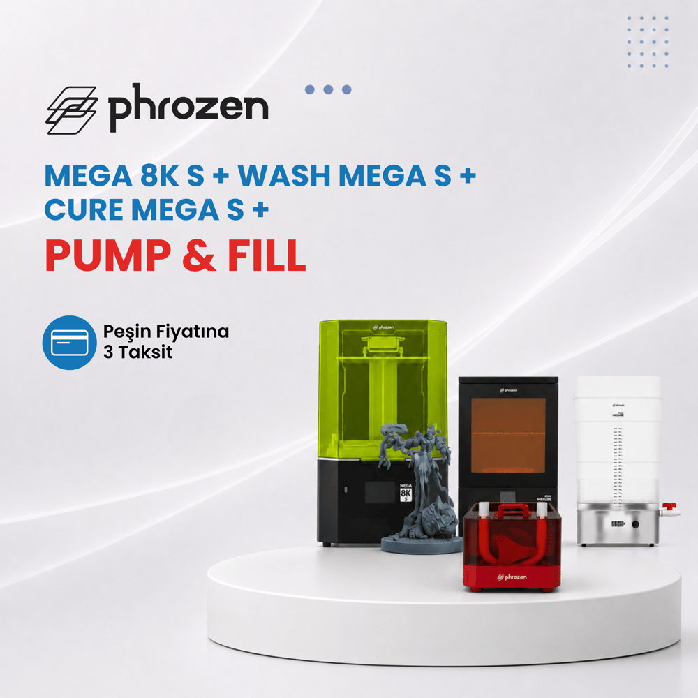 Phrozen Mega 8K S MSLA 3D Yazıcı - Mega 8K S + Wash Mega S + Cure Mega S + Pump &             Fill