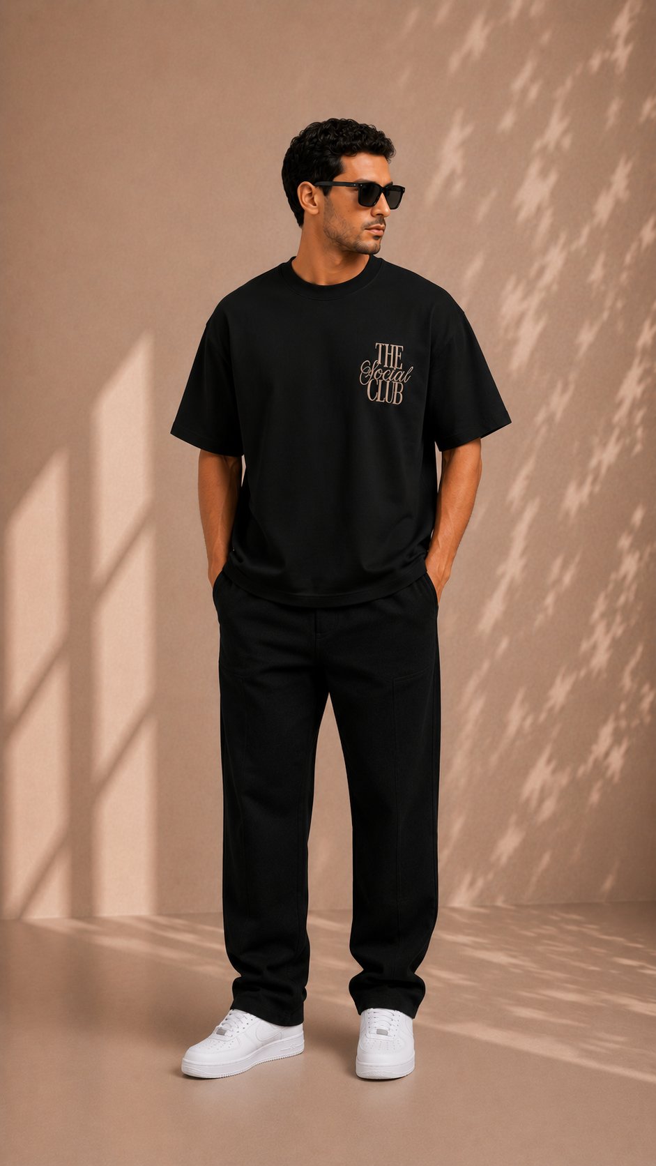 Siyah Oversize Baskılı Erkek Tişört – The Social Club