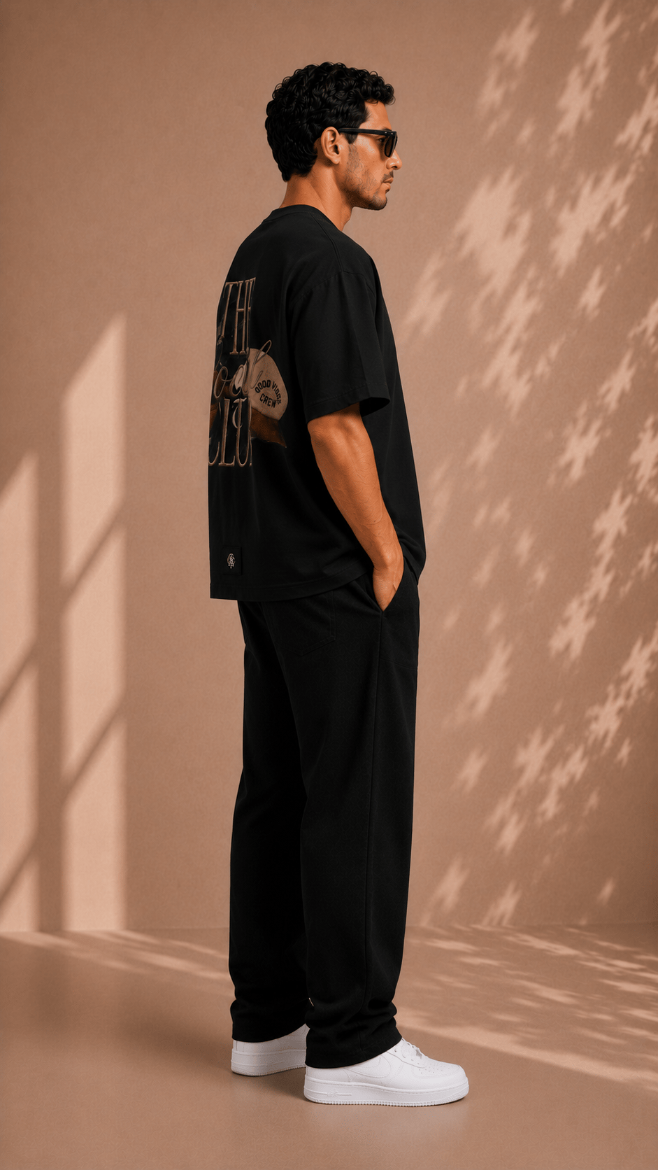 Siyah Oversize Baskılı Erkek Tişört – The Social Club