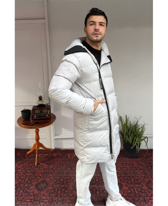 Casual Men North Breeze Uzun Şişme Mont Gri