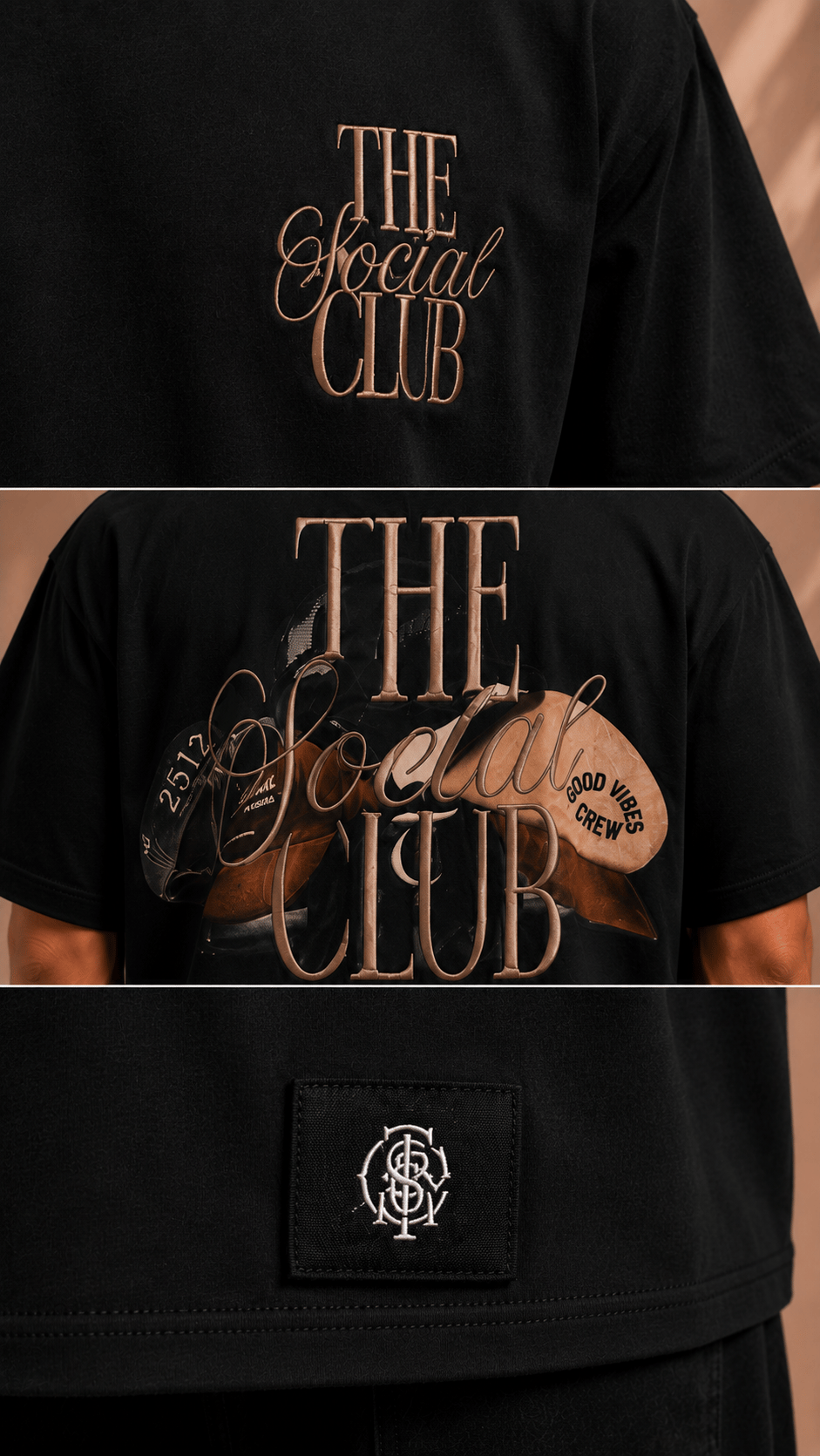 Siyah Oversize Baskılı Erkek Tişört – The Social Club