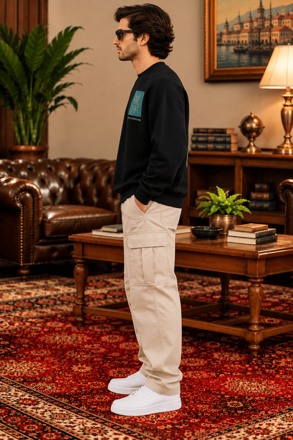 Siyah Nakışlı Oversize Erkek Sweatshirt – Art Is A Signature