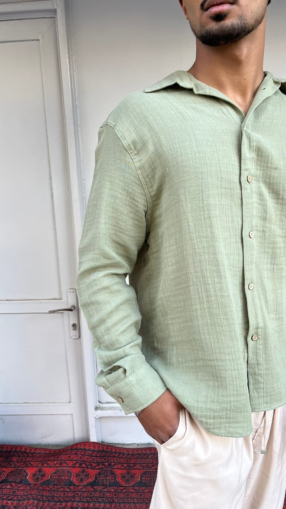 CasualMentr Mint Yeşili Oversize Müslin Gömlek