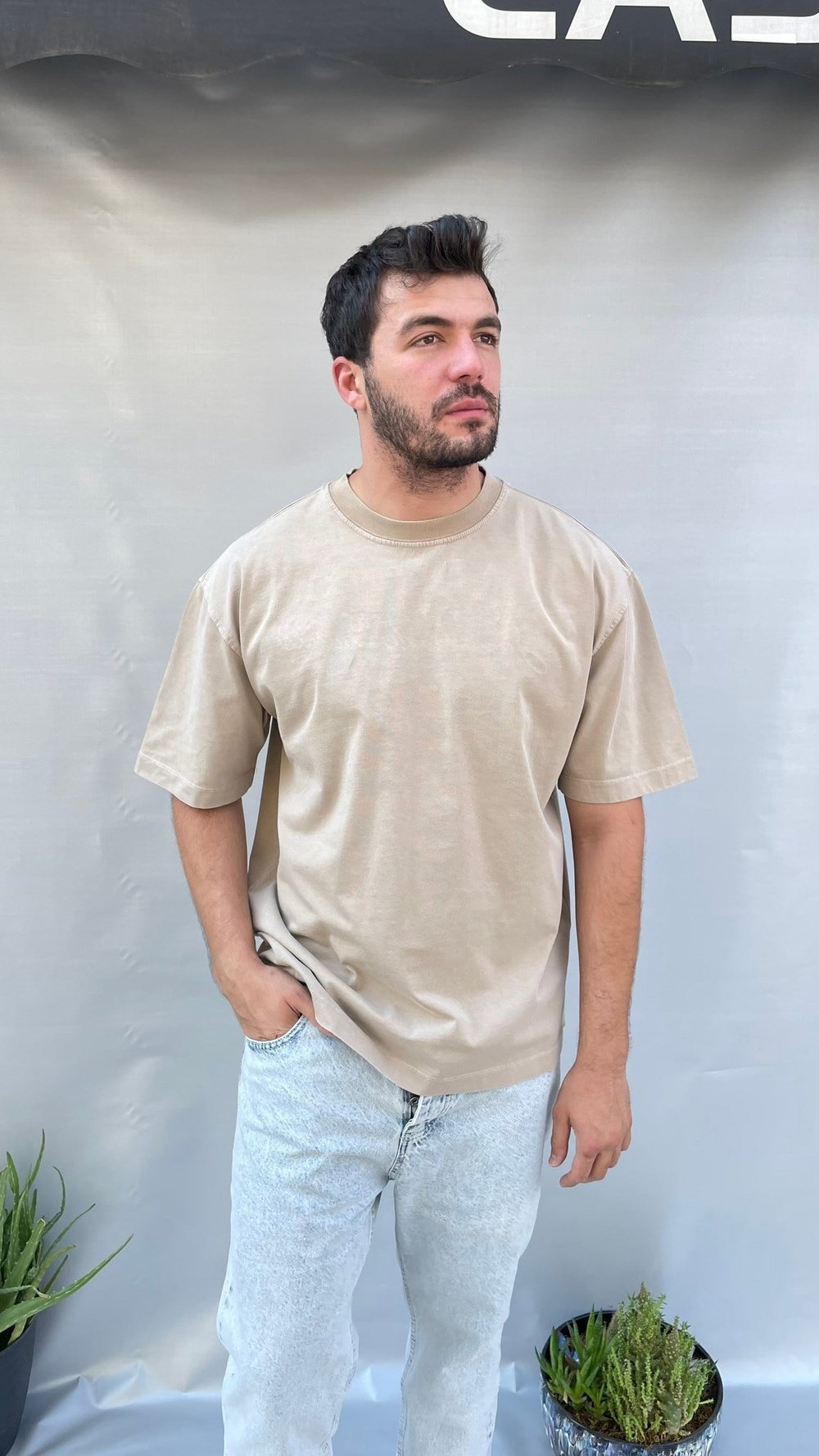 Vizon Kabartma Yazılı Oversize Tişört
