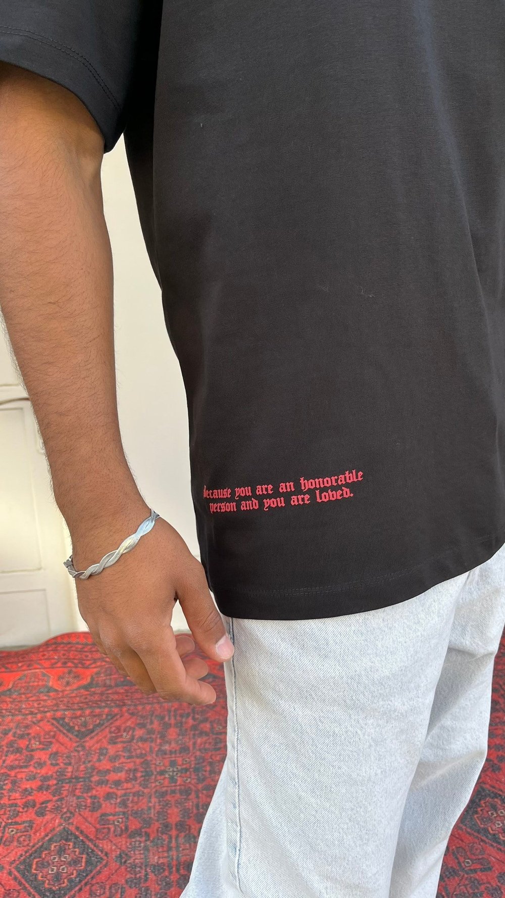 Melek Dokunuşu Siyah Oversize Tişört