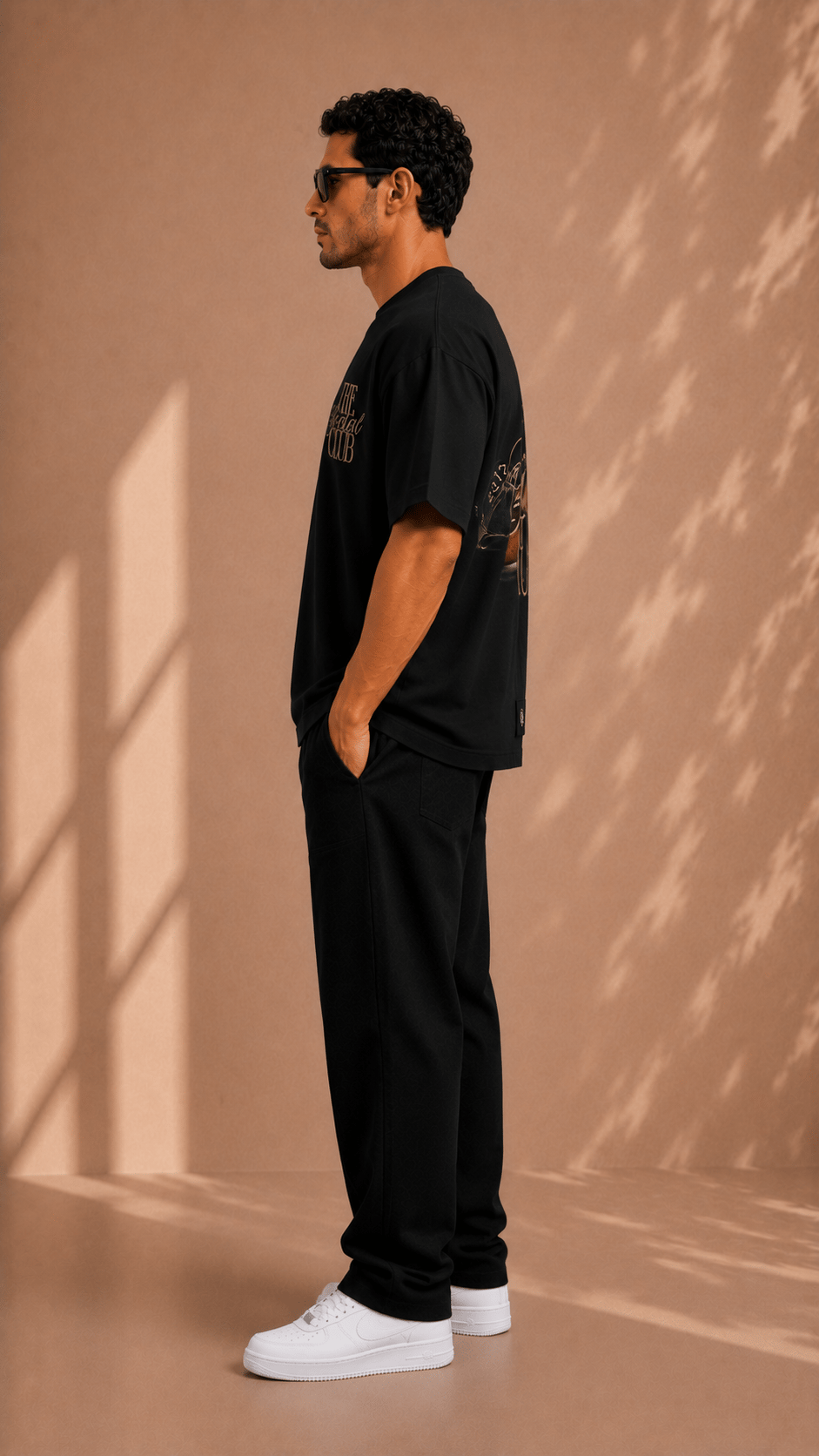 Siyah Oversize Baskılı Erkek Tişört – The Social Club