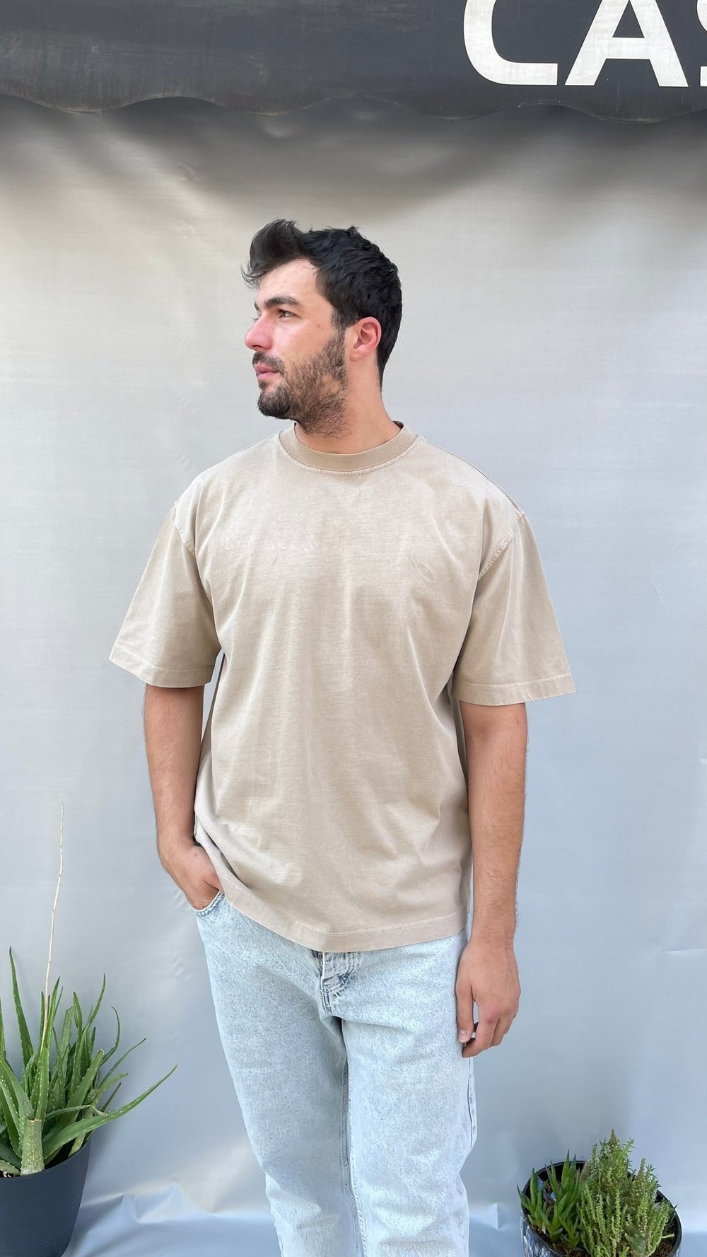 Vizon Kabartma Yazılı Oversize Tişört