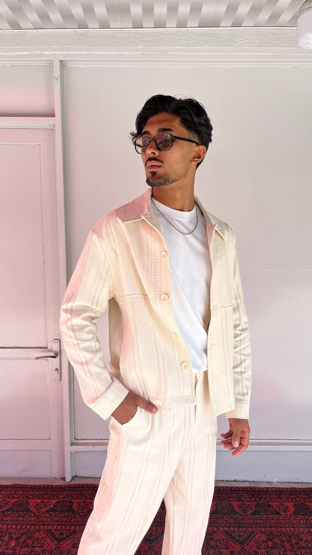Casualment Ivory Stripe Premium Takım – Bej