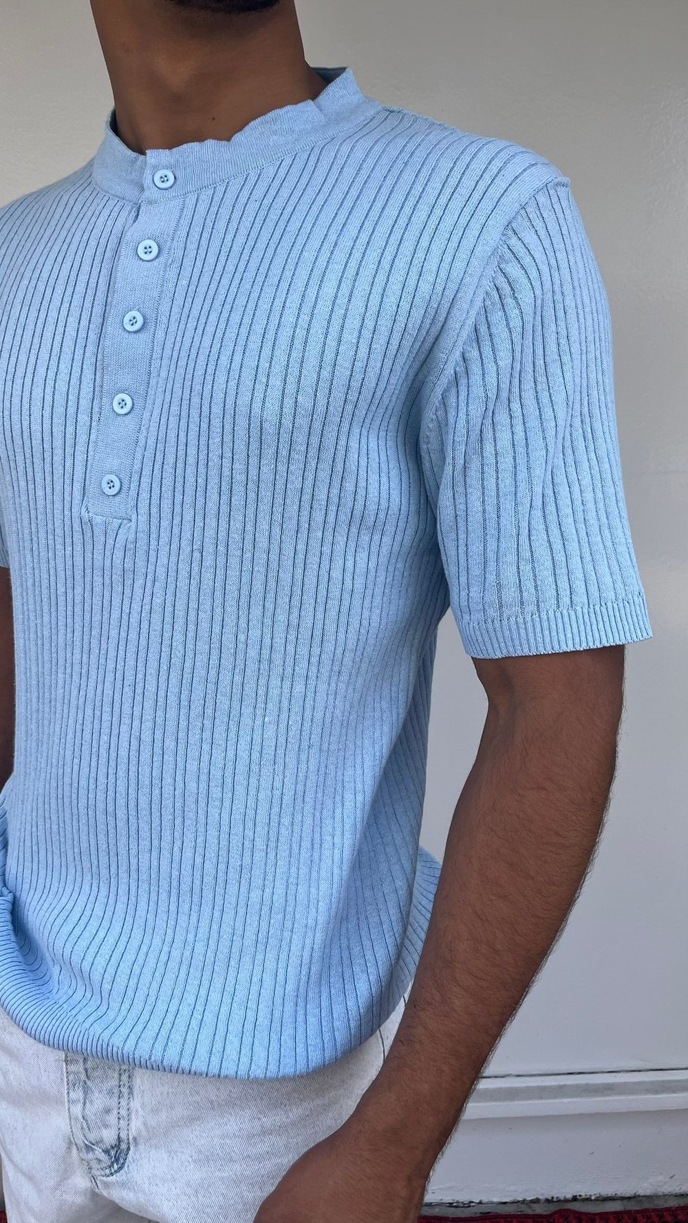 Casualment Sky Ribbed Triko T-Shirt