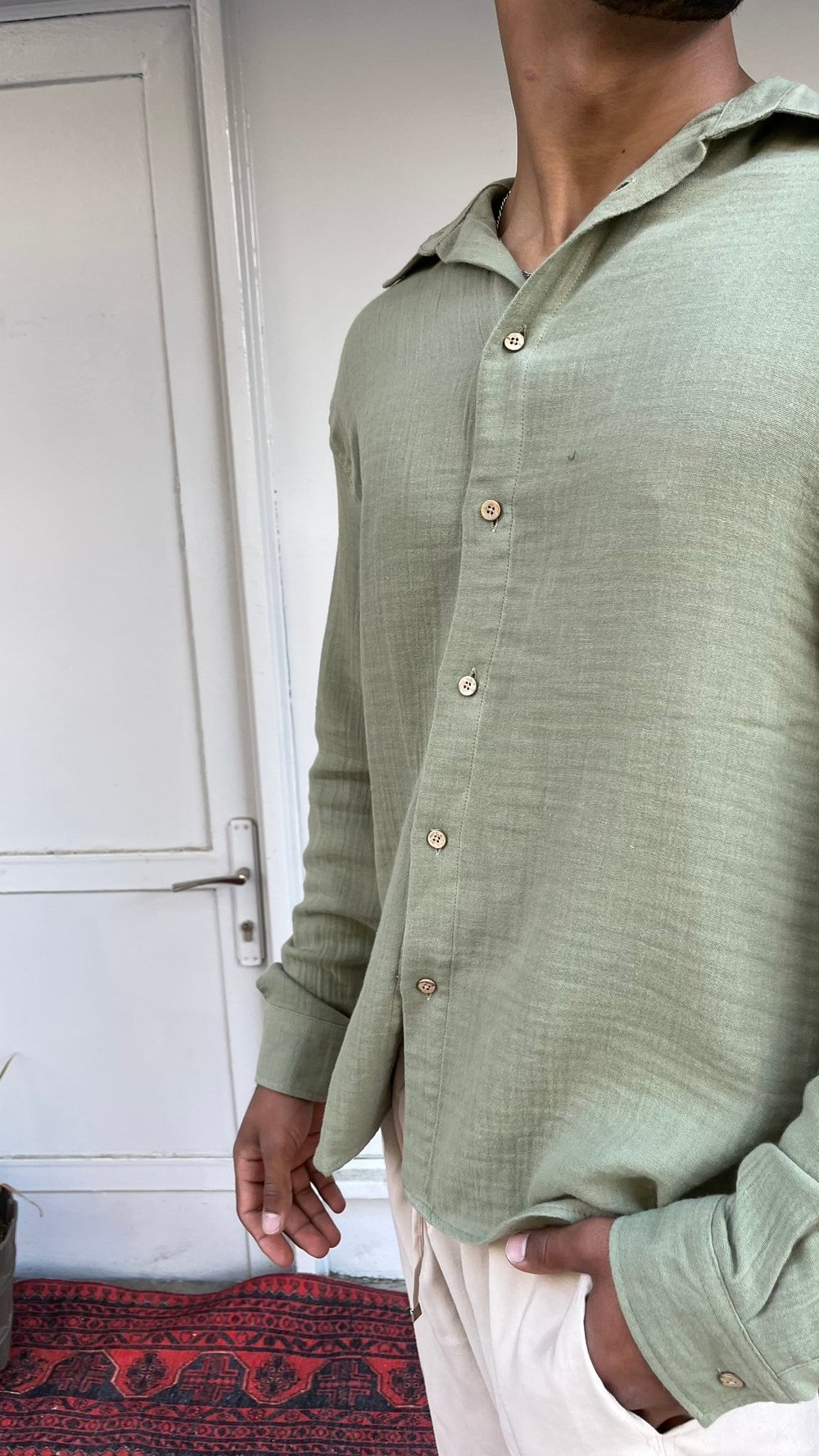 CasualMentr Mint Yeşili Oversize Müslin Gömlek