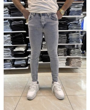 Açık Gri Mavi Yıkamalı Skinny Fit Jean 451CslKe