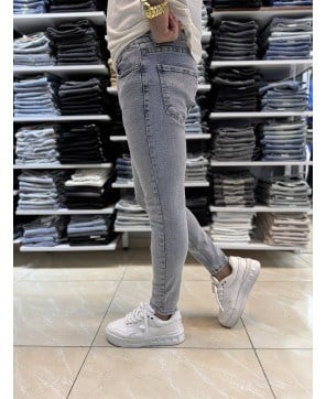 Açık Gri Mavi Yıkamalı Skinny Fit Jean 451CslKe