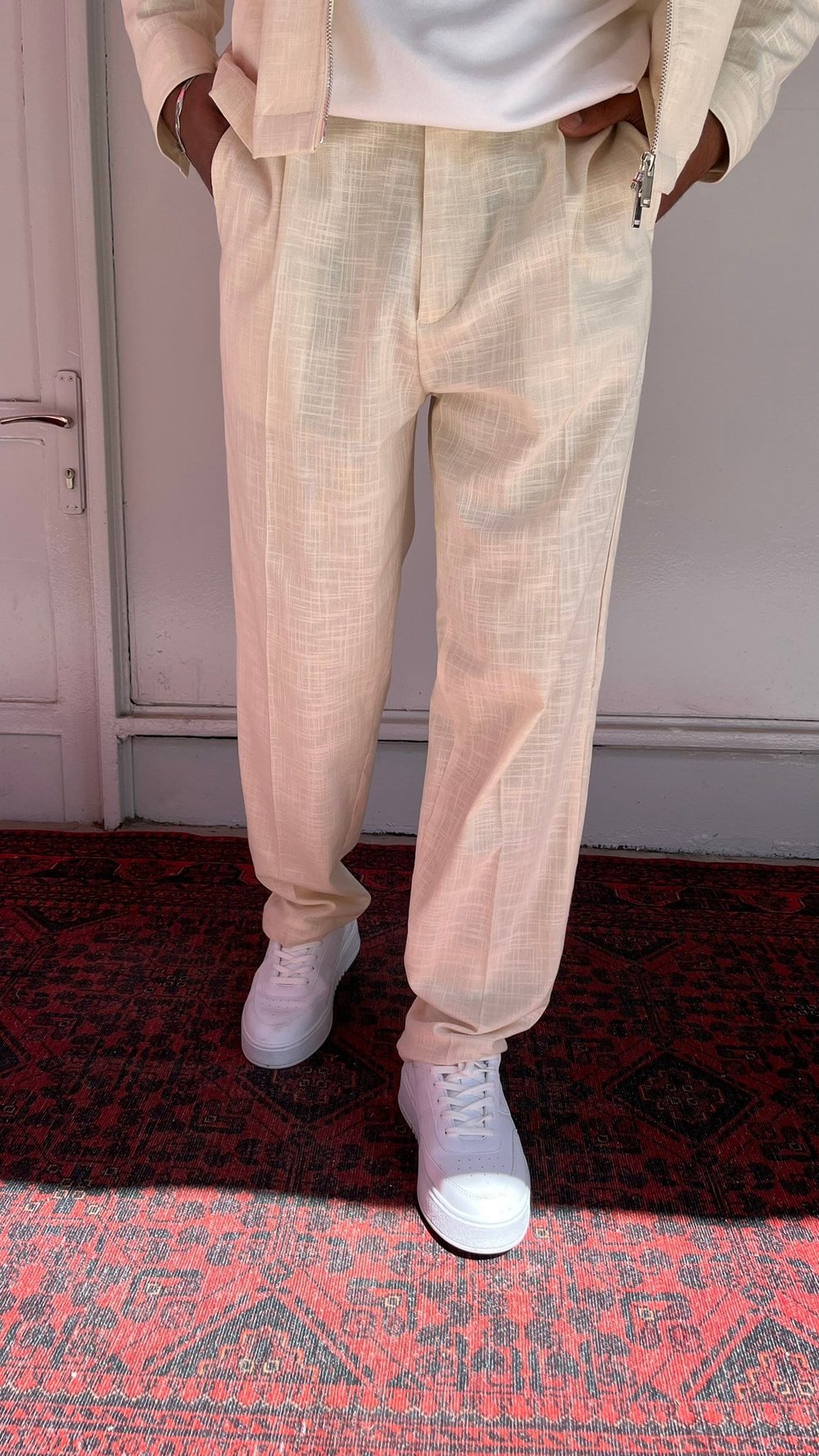 Casualment Riviera Premium Keten Takım – Krem Bej
