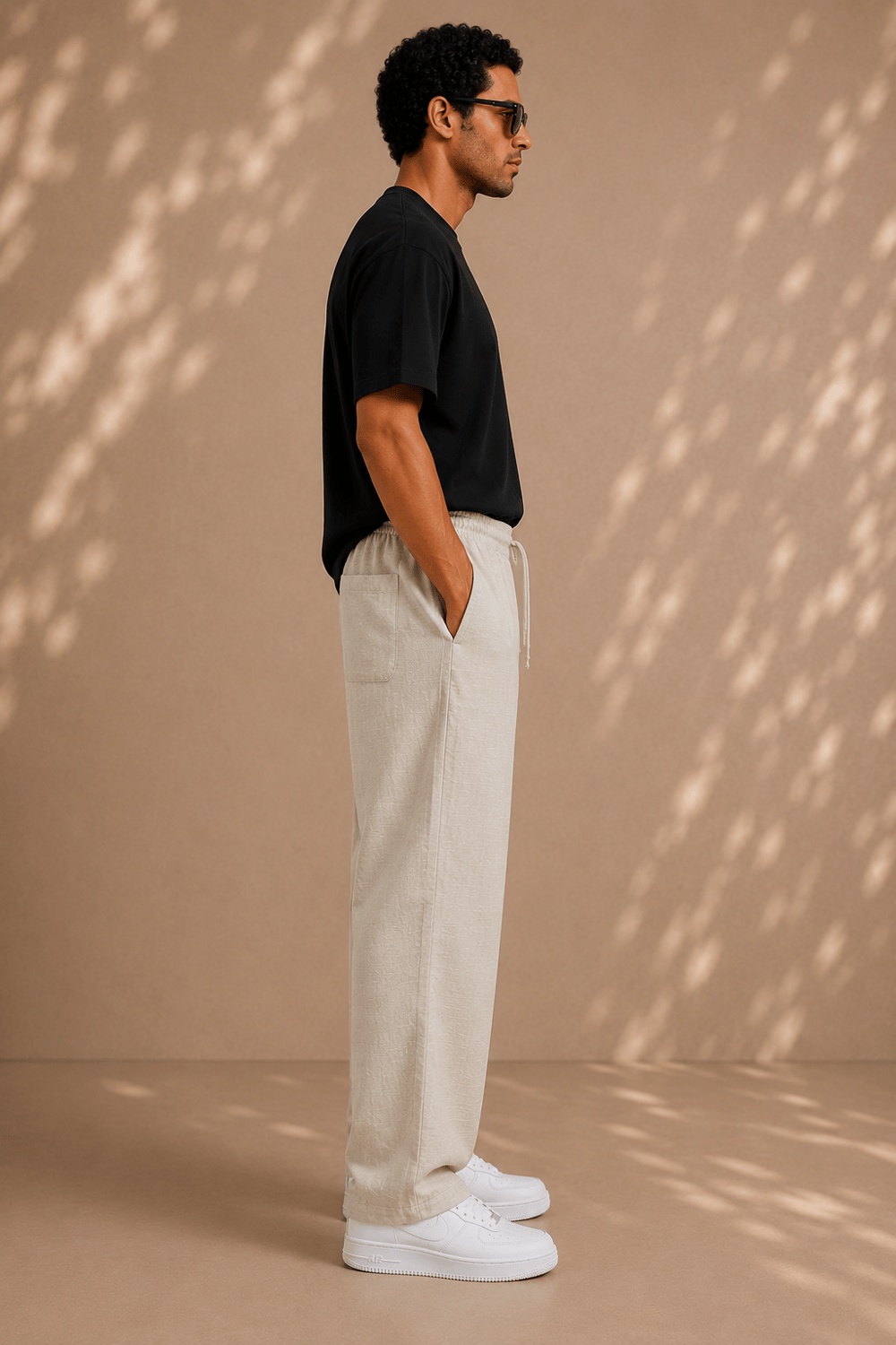 Taş Keten Relax Fit Lastikli Bel Erkek Pantolon
