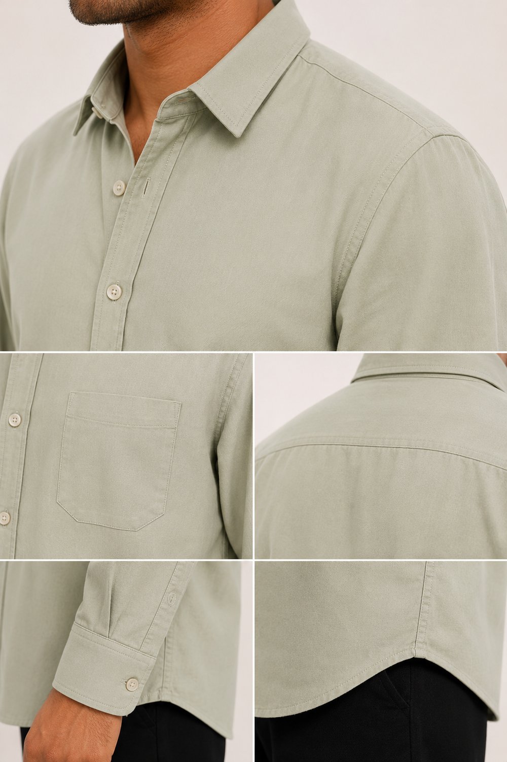Açık Haki Oversize Erkek Gömlek – Premium Rahat Kalıp