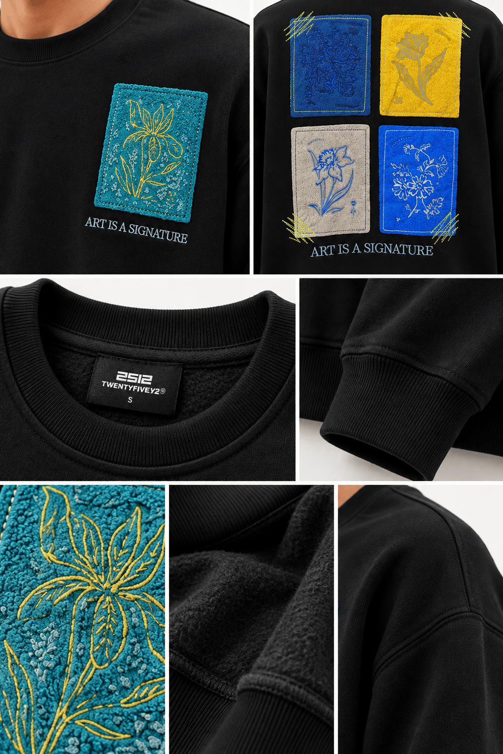 Siyah Nakışlı Oversize Erkek Sweatshirt – Art Is A Signature