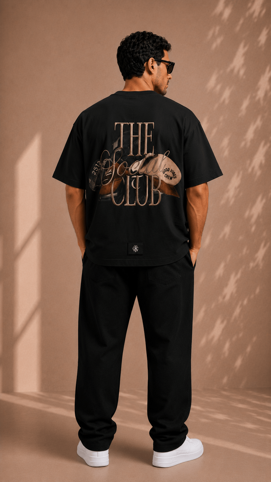 Siyah Oversize Baskılı Erkek Tişört – The Social Club
