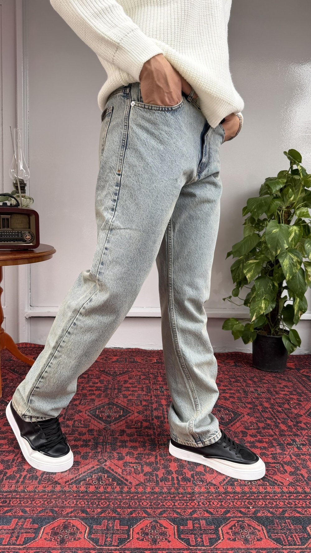 Difransel Yeşil-Mavi Yıkamalı BaggyFit Jean