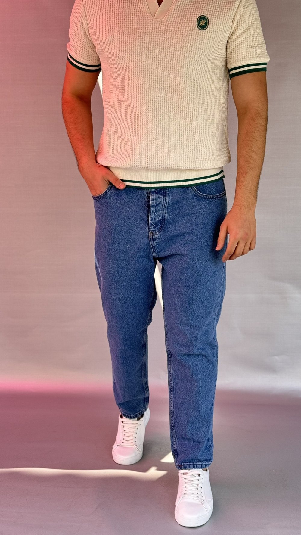 Düz Mavi Boyfriend Pantolon 296