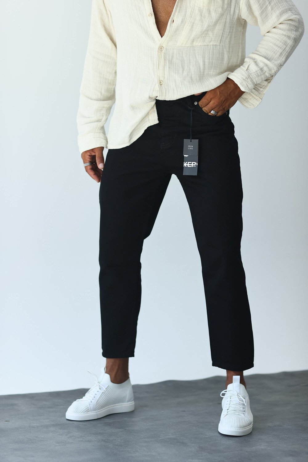 Düz Siyah Boyfriend Pantolon 045