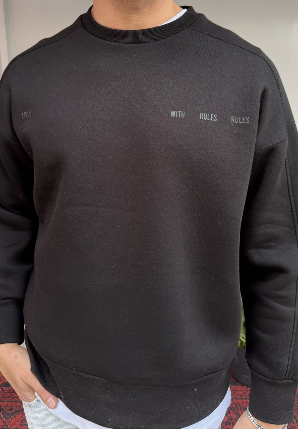 El Yazı Detay Şardonlu Oversize Sweat