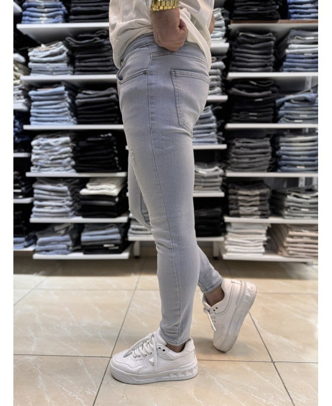 Eskitme Detay Gri Skinny Fit Jean