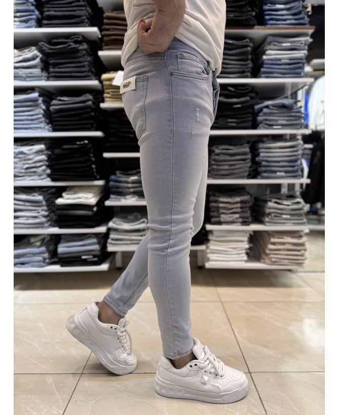 Eskitme Detay Gri Skinny Fit Jean