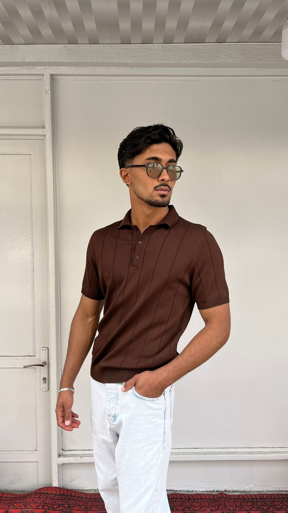 Monaco Fit Kahve Triko Polo T-Shirt