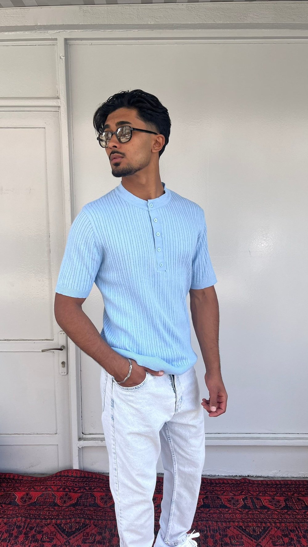 Casualment Sky Ribbed Triko T-Shirt