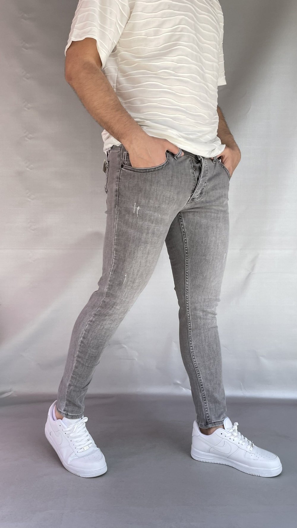 Gri Tırnaklı Skinny Jean
