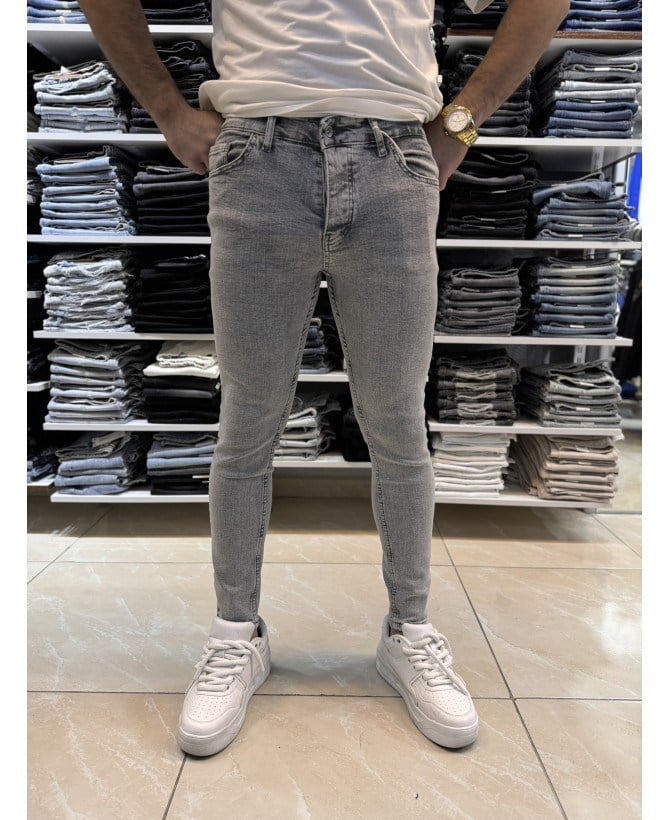 Gri Yıkamalı Skinny Fit Jean 529CslKe