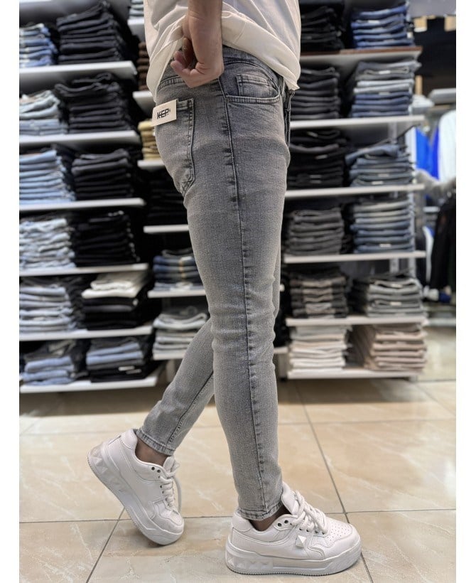 Gri Yıkamalı Skinny Fit Jean 529CslKe