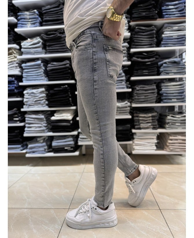 Gri Yıkamalı Skinny Fit Jean 529CslKe