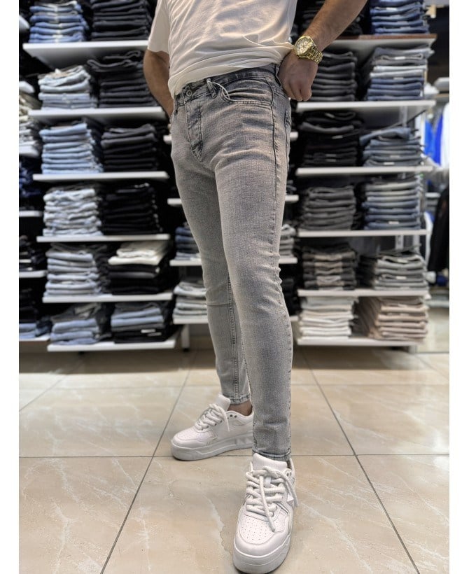 Gri Yıkamalı Skinny Fit Jean 529CslKe