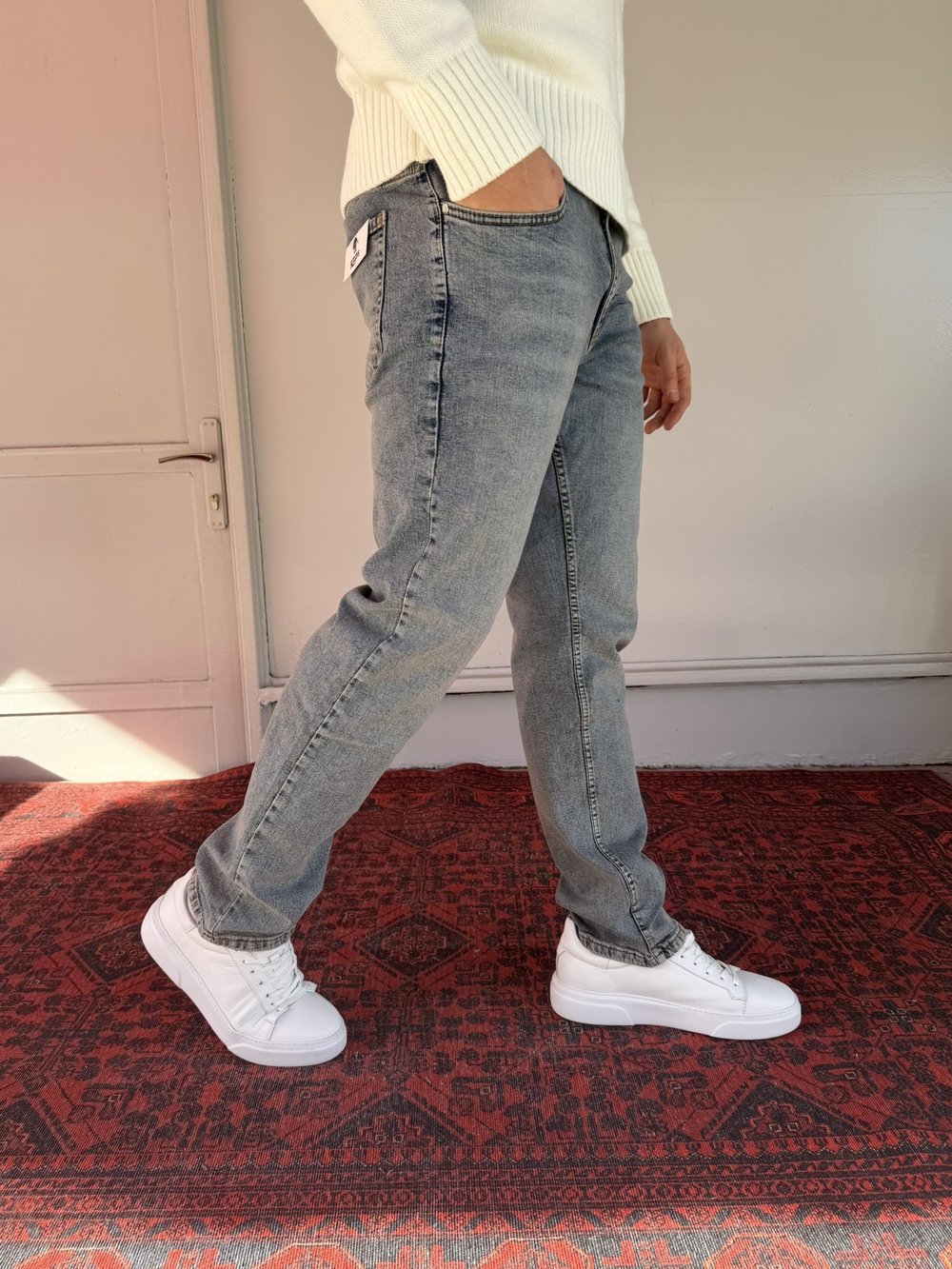 Keps Açık Mavi Parmak Yıkamalı Regular Jean