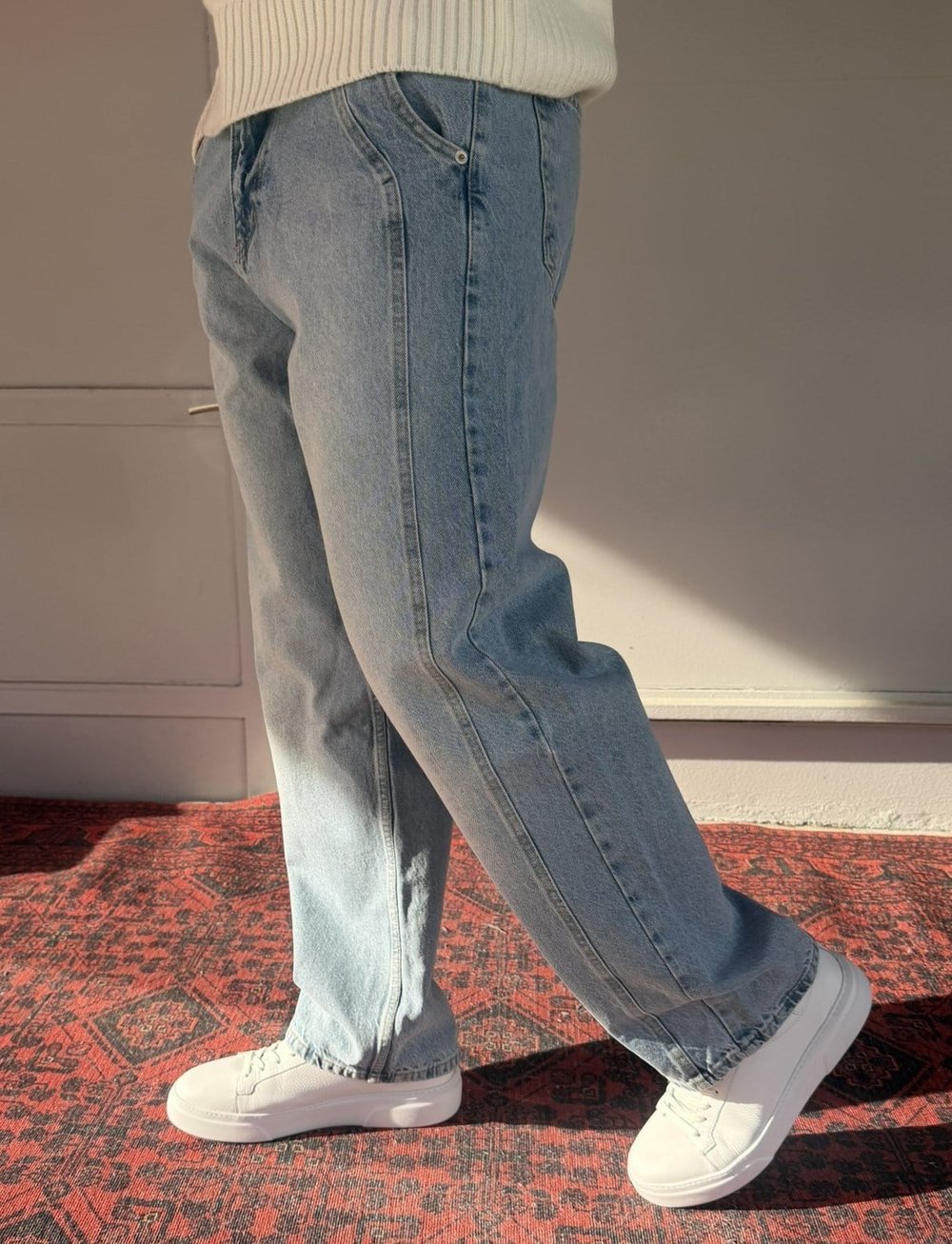 Keps Boydan Çift Dikiş Detay Relax Baggy