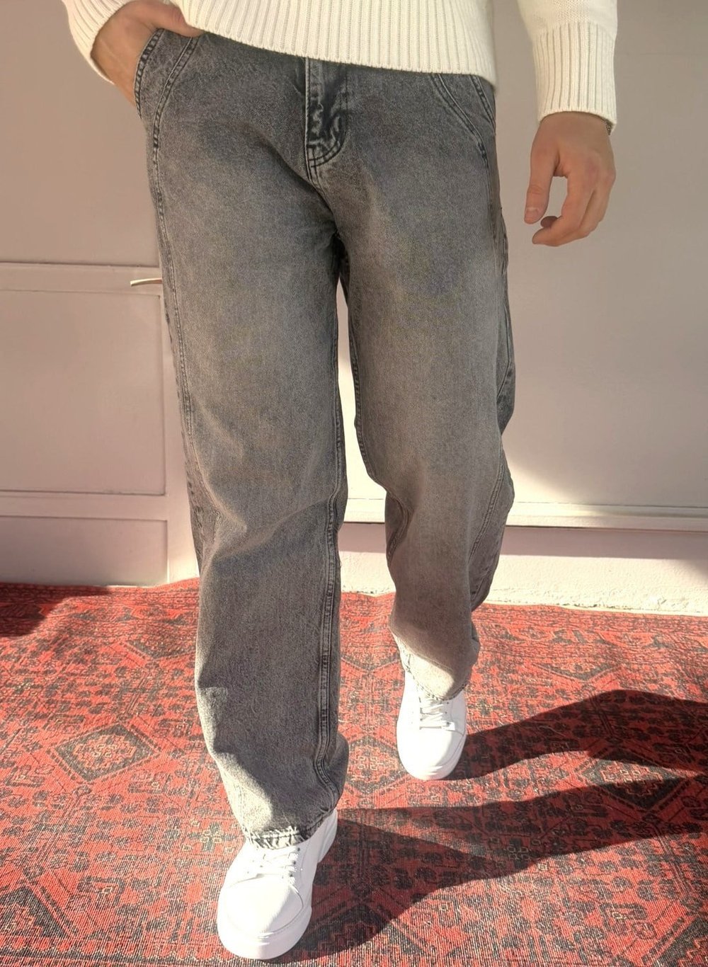 Keps Boydan Çift Dikiş Detay Relax Baggy