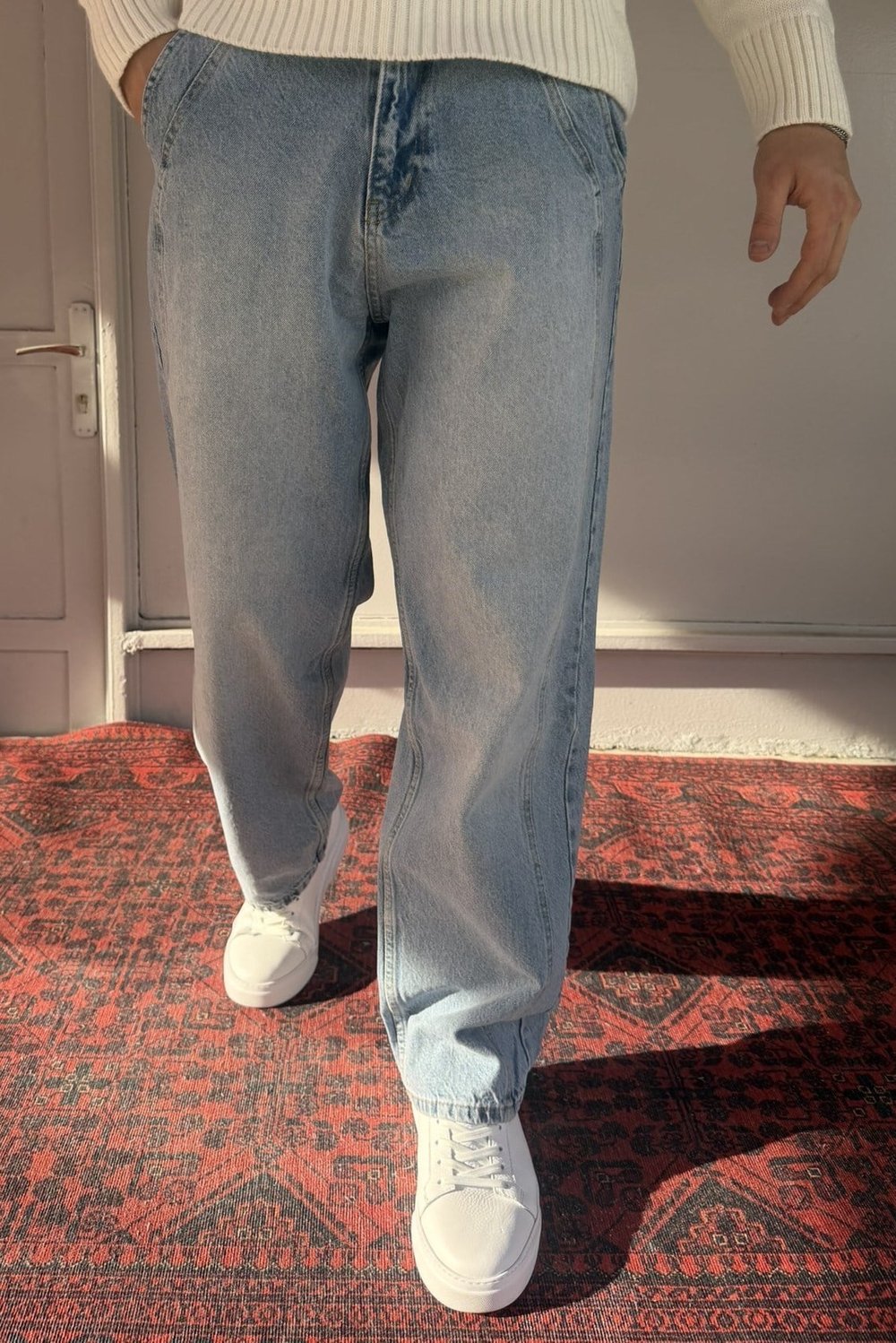 Keps Boydan Çift Dikiş Detay Relax Baggy