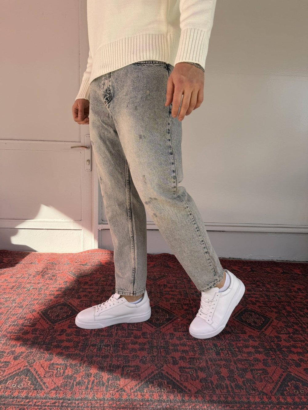 Keps Eskitme-Yırtık Detaylı Boyfriend Jean
